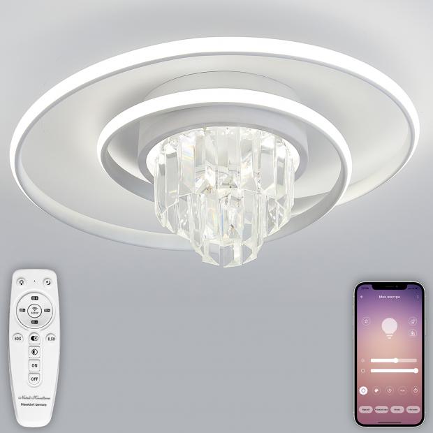 Светодиодный светильник люстра с пультом ДУ, моб. приложением 100W, белый, LED LED LAMPS 81115/1C LED LAMPS 81115/1C